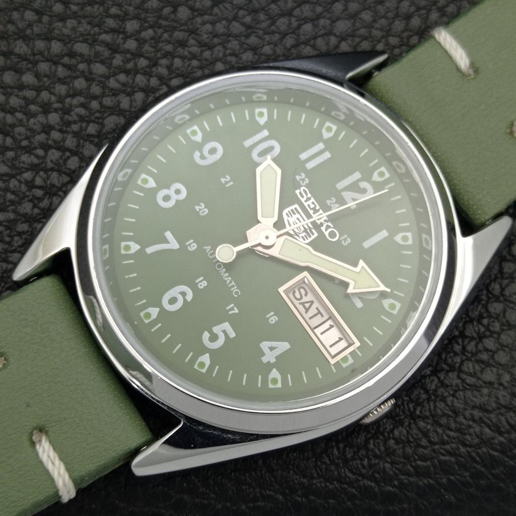 VINTAGE REFURBISHED SEIKO 5 AUTOMATIC 6309A JAPAN MENS GREEN WATCH a441695-1 Sk-a441695