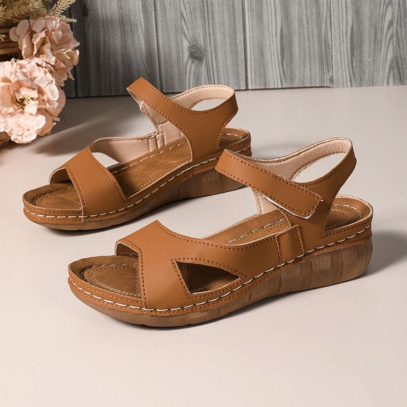 Women's Plus Size Platform Wedge Sandals Open Toe Slip-On with Velcro Straps for Summer