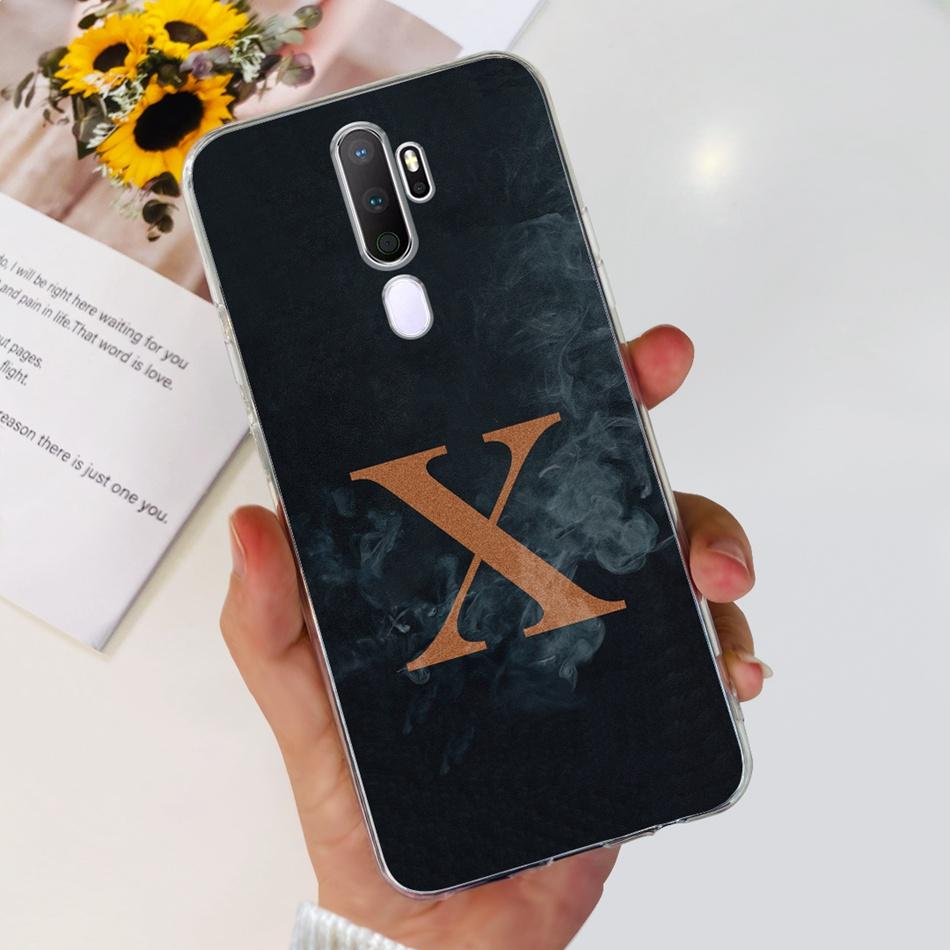 For Oppo A9 (2020) A5 (2020) Case Fashion Letter Soft Silicone TPU Cover For Oppo A9 A5 2020 Transparent Shockproof Phone Bumper