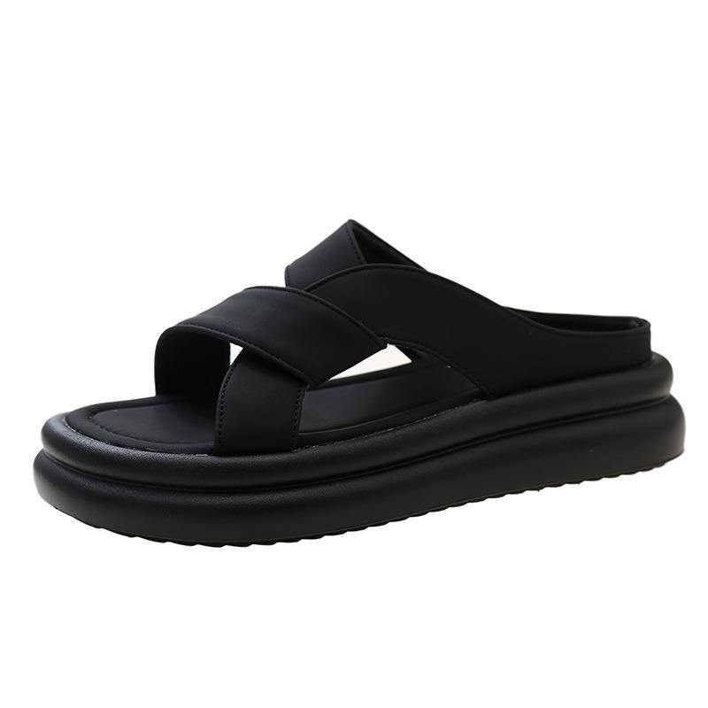 Летние новые римские тапочки с мягкой подошвой Muffin, женские тапочки с открытым носком, для отдыха, спорта, на толстой подошве, пляжные тапочки