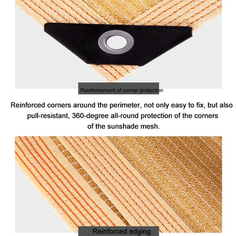 Beige Shade Mesh Wrap-Around Perforated Shade Fabric Thickened Heat Insulating Mesh Summer Outdoor Sun Shade Sail
