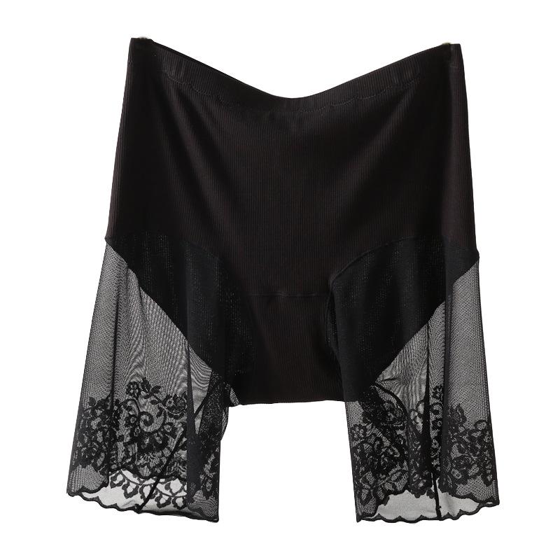 50144 Plus Size Anti-Exposure High Waist Mesh Safety Underwear 2-in-1