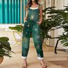 Women's Jumpsuit  Print Casual Loose Vintage Shoulder Strap Cotton Linen
