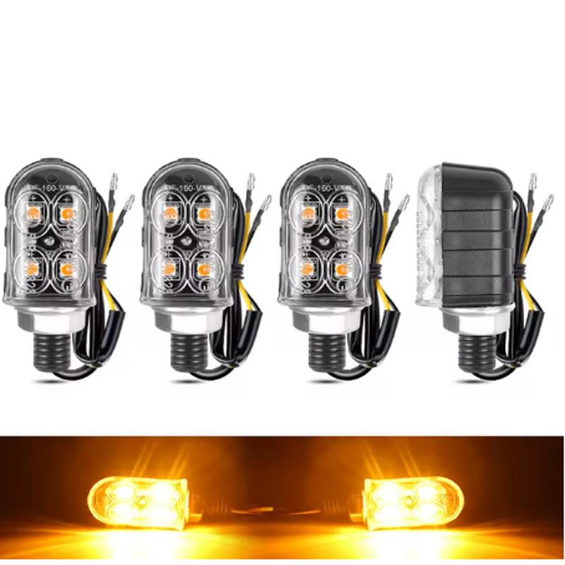 8mm Mini Motorcycle Led Turn Signal Lights 4 LED Flasher Blinker Indicator Lamp For Honda Yamaha Cafe Racer 12V Turn Signal Lamp