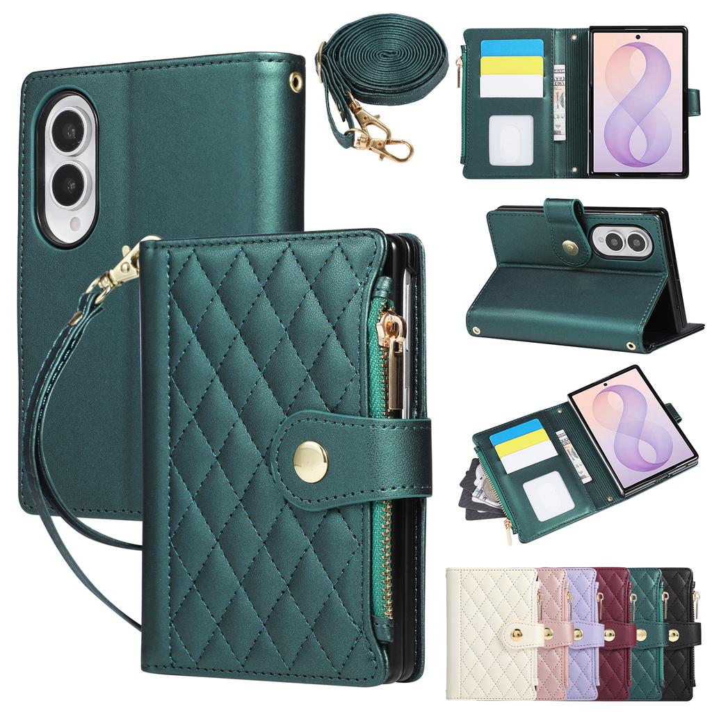 Crossbody Long Lanyard Zipper Cards Solt Wallet Flip Leather Case for Samsung Galaxy Z Fold8 Fold 8 Wide Shockproof Stand Cover