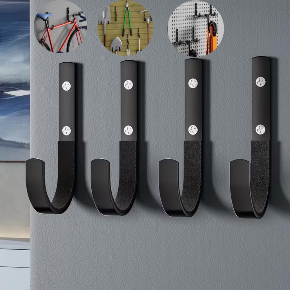 Wall Mounted Hooks for Hanging Bags and Tools, Sturdy Wall Mounted Storage Solutions, Sturdy Garage or Wardrobe Brackets