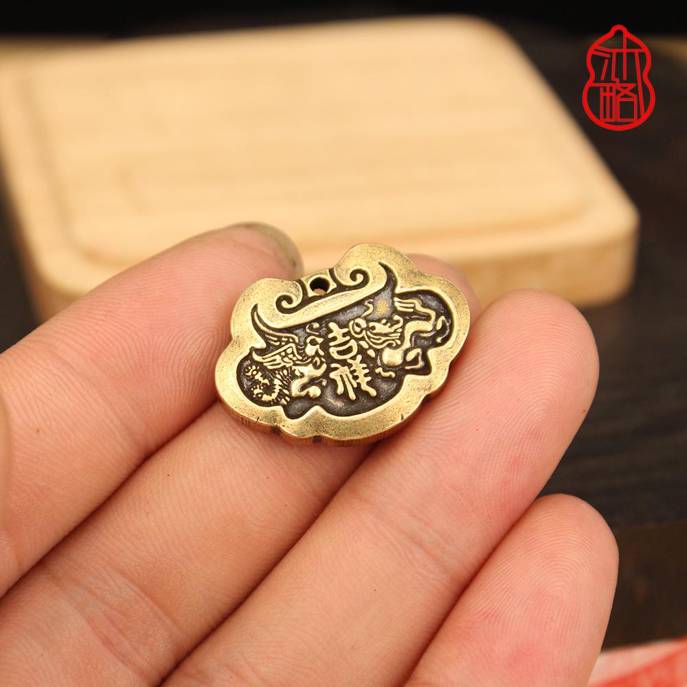 Collier porte-clés pendentif dragon et phénix en laiton fait main