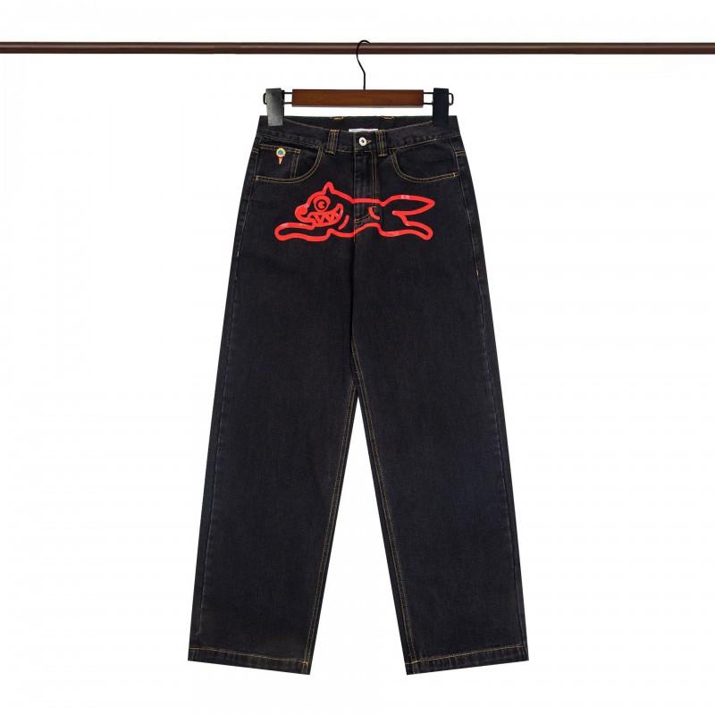 BBC ICECREAM Graphic Embroidered Denim Shorts Mens High Street Straight Leg Fashion Casual