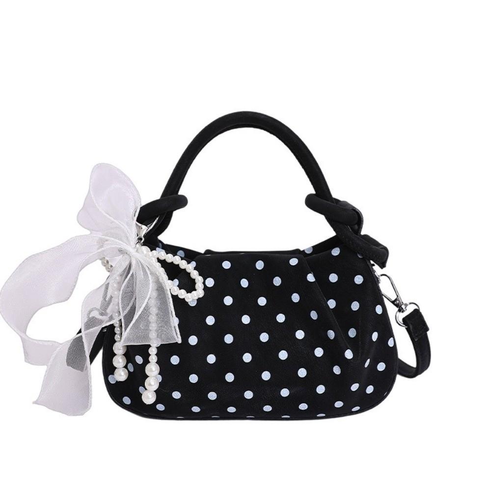 Korean Ins Wrinkled Cloud Bag PU Leather Polka Dot Shoulder Bag Stylish Crossbody Bag Women Use