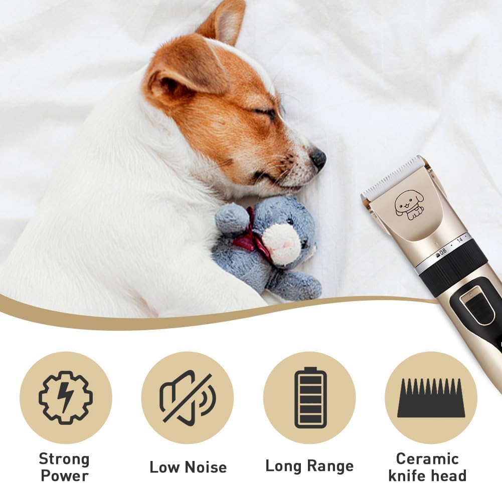 USB Rechargeable Dog Hair Cutting Grooming Machine Low Decibel Puppy Trimmer for Pet Haircut Electrical Animal Haircut Device