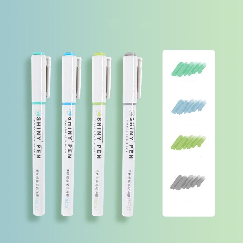 

Набор из 4 хайлайтеров Сияющие цвета Блестящие Флуоресцентные художественные маркеры Лайнер для рисования Офис Школа