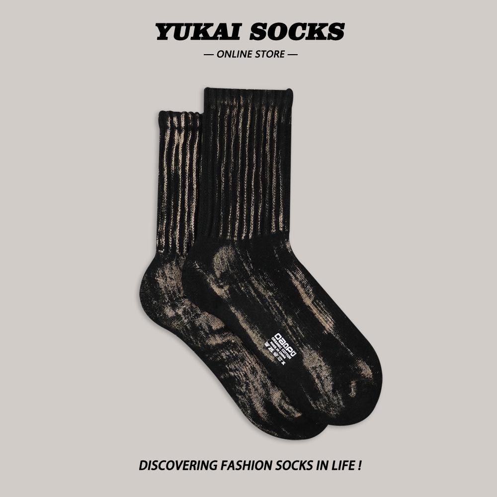 

Модные толстые носки в индустриальном стиле с узором «тай-дай» — унисекс, средней длины, стиль осень/зима One Size 36-44