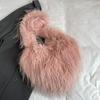 Women Fluffy Shoulder Bag Commuting Shopping Outdoor Travel Crossbody Bags Fashion Portable Female Heart Tote