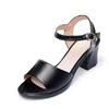 Women Fashion Sweet Black Open Toe Square Heel Shoes Zapatos De Mujer Lady Classic Comfort Spring & Summer Buckle Sandals A60