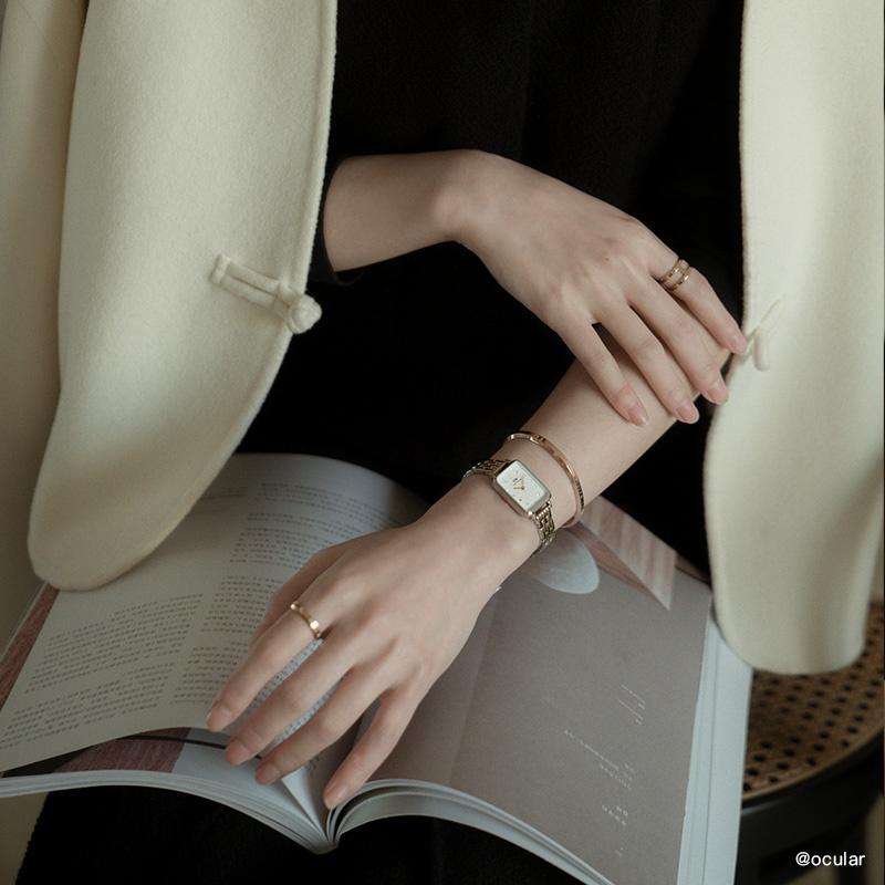Daniel Wellington European and American watches QUADRO series watch, quartz movement, white dial, women's watch, two-color gold star DW00100625