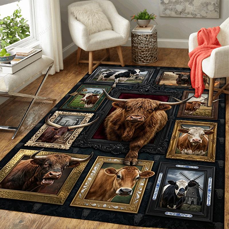 Cattle Collection Pattern Rug Floor Mat for Living Room or Bedroom Soft and Comfortable Carpet a Gift for Birthday and Holiday.