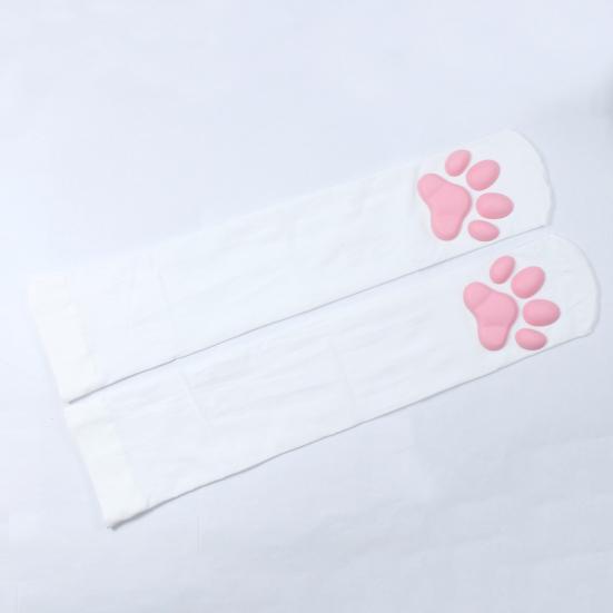 Cat Paw Thigh High Socks for Women 3D Toe Beans Cat Claw Pad Socks Elastic Knee-High Stockings with Silicone Grips Animal Cosplay Outfit