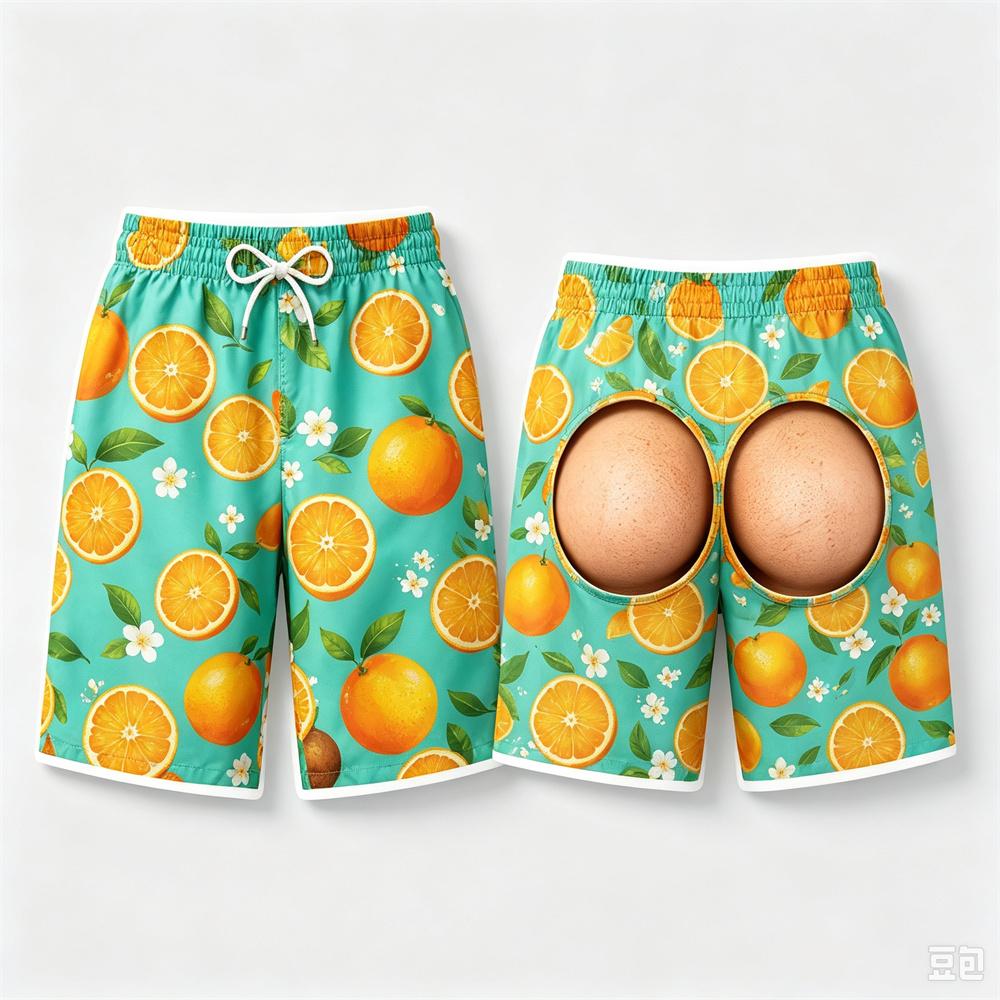 Fun and Quirky Fruit-themed Swim Trunks for Men 3D Print Fake Buttock Pattern Beach Party Board Shorts Novel Boyfriend Husband