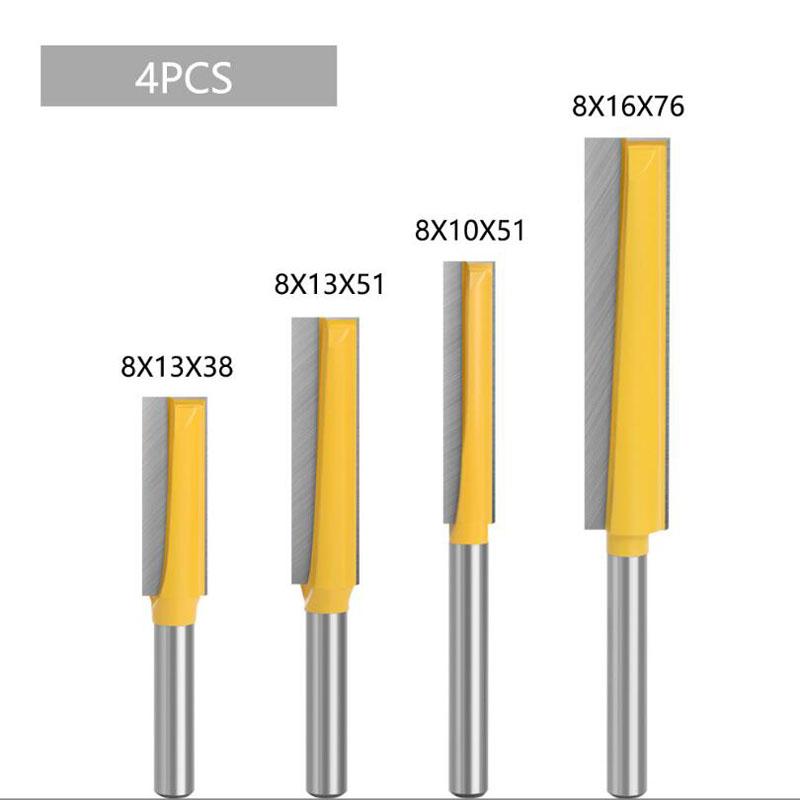 1/4PC 8mm Shank Uzatma Uzun Düz Düzeltme Bıçağı CNC Router Bit Alt Temizleme Freze Kesiciler Ahşap Kenar Kesme
