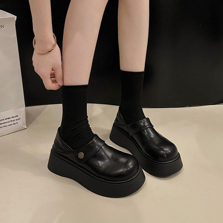 [Youshilai] Retro Height-increasing One-pedal Women's 2025 Spring New Fashionable Thick-soled Muffin Casual Loafers