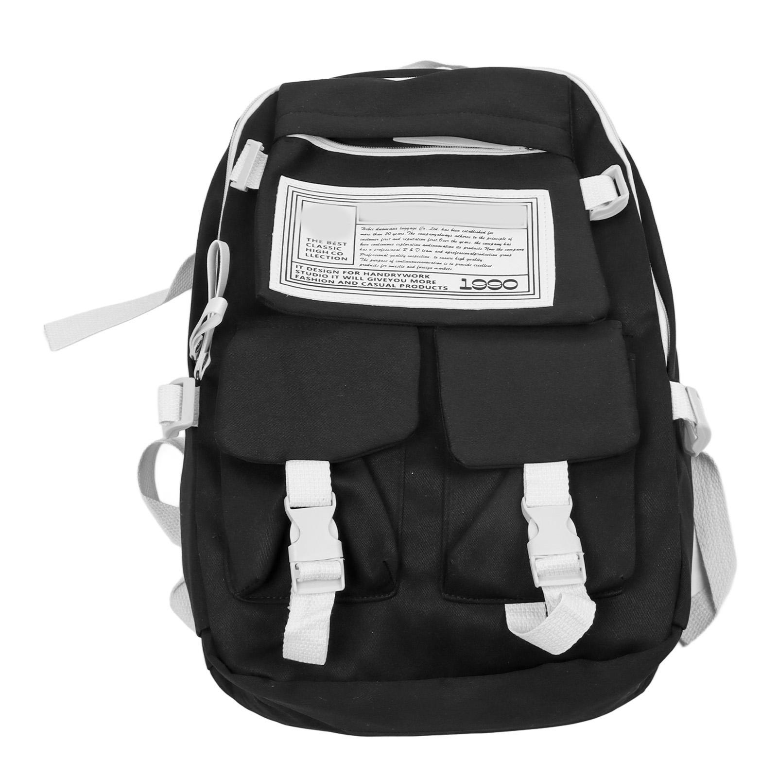 

Black Backpack Adjustable Nylon Shoulder Bag Large Capacity Bookbag All Matching Stylish Backpack
