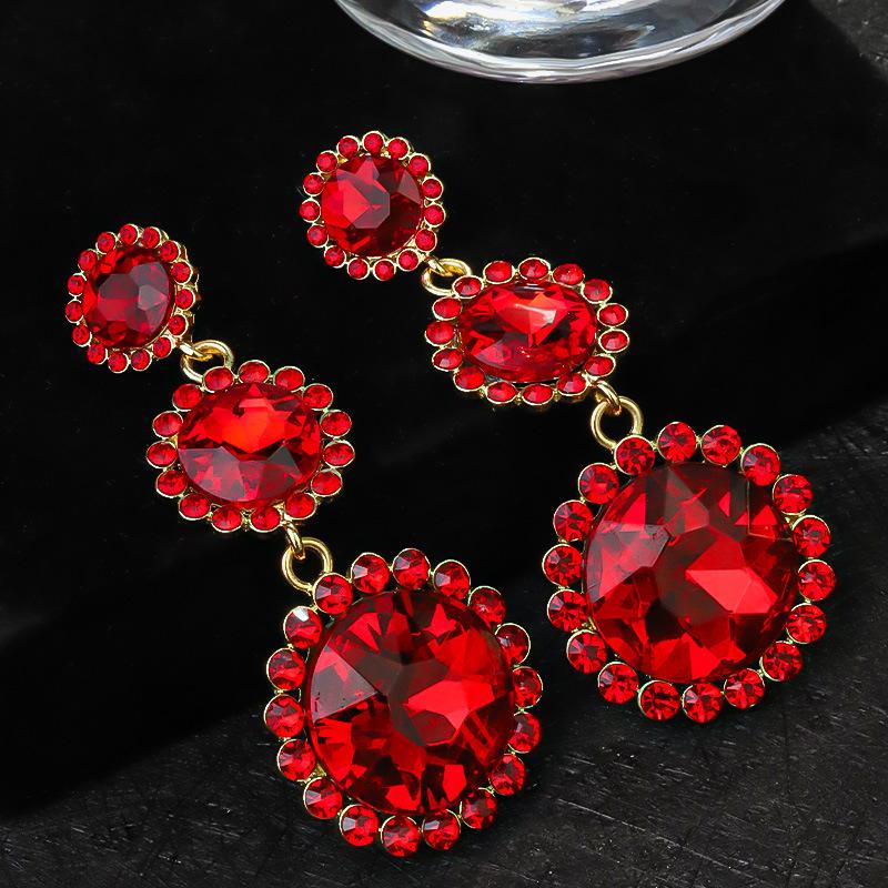 Boucles d'oreilles pendantes Zircon Fleur Colorée pour Femmes, Boucles d'oreilles pendantes Statement pour Fête & Usage Quotidien