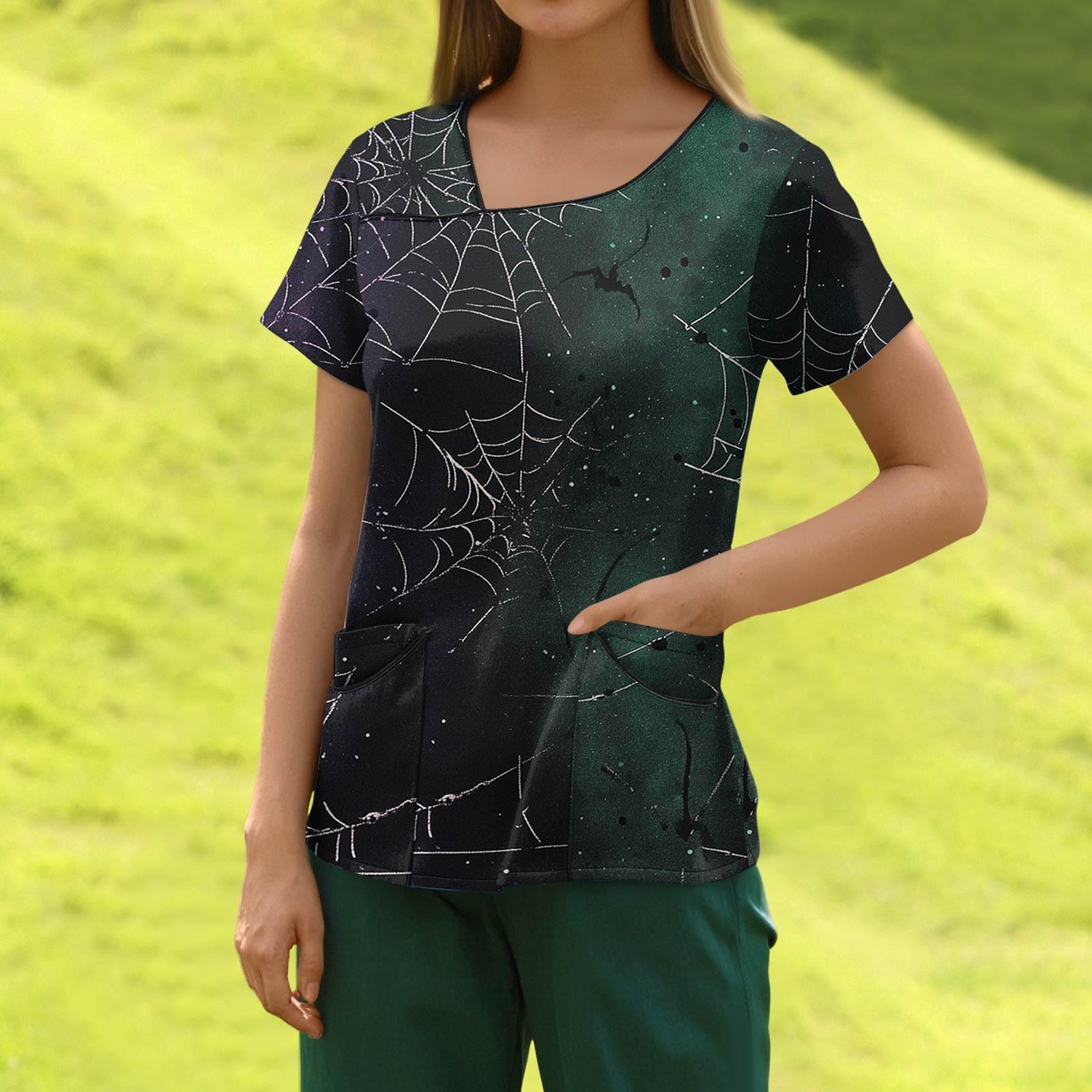 

Женская модная полосатая рабочая одежда с градиентным принтом и короткими рукавами с верхом с двойными карманами L