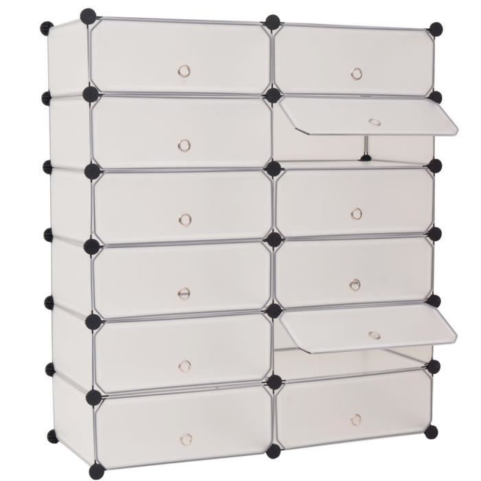 VidaXL Shoe Cabinet with 12 Compartments White