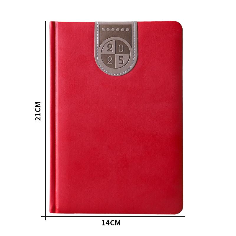 2025 A5 Hardcover Custom Diary Planner Notepad School Notebook Wholesale Office Stationery Supplies Gift Purpose PU Paper Cover (Red,A5&A5) красный