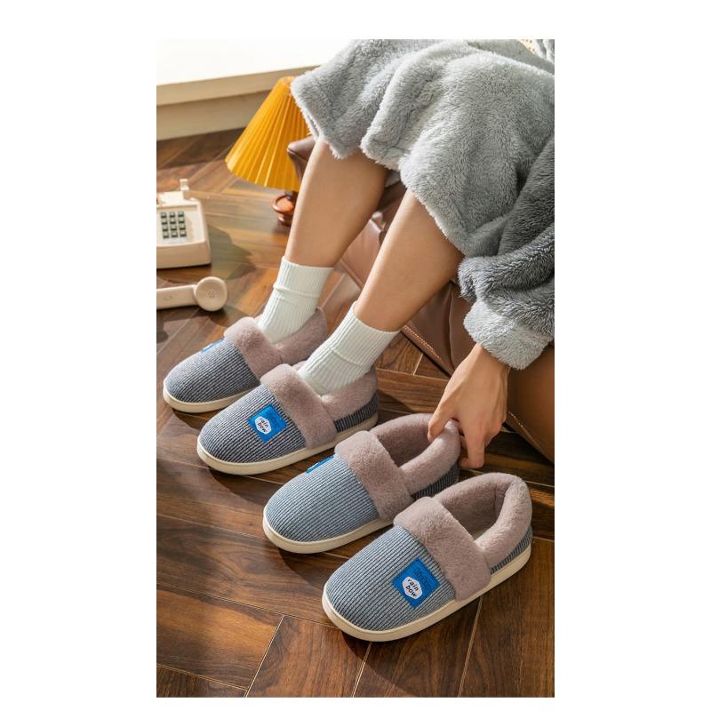 Winter Paar Tasche mit Baumwollpantoffeln für den Innenbereich zu Hause Rutschfest Abriebfest Warm und mit dicker Sohle