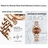 Rose Gold Watch with Brand Stainless Gift for Brown Women's Crystals, Stylish, Waterproof, Name, Business, Steel, Luxury, Cute, Her,