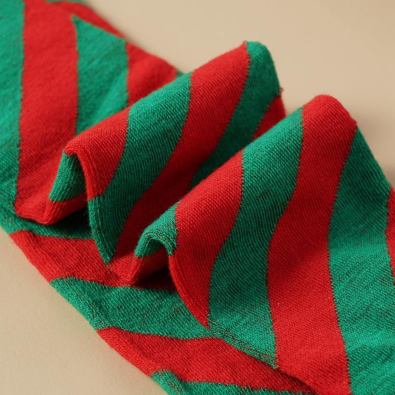 Christmas Green Red Cotton Stocking Striped Over The Knee Bowknot Long Socks