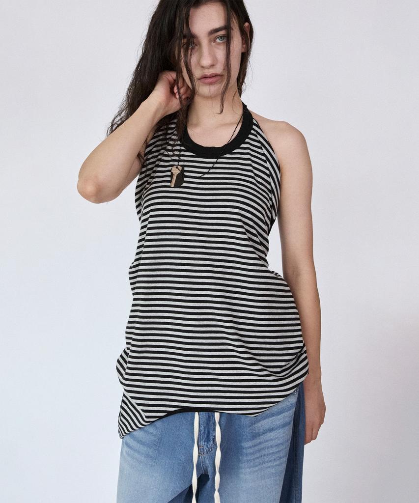 Holpeipeo Striped Six-Way Loose Top (Black)