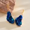 Vintage Blue Pleated Irregular Pendant Earrings for Women Fashion Geometric Dangle Earrings Design Inspired Jewelry Gift