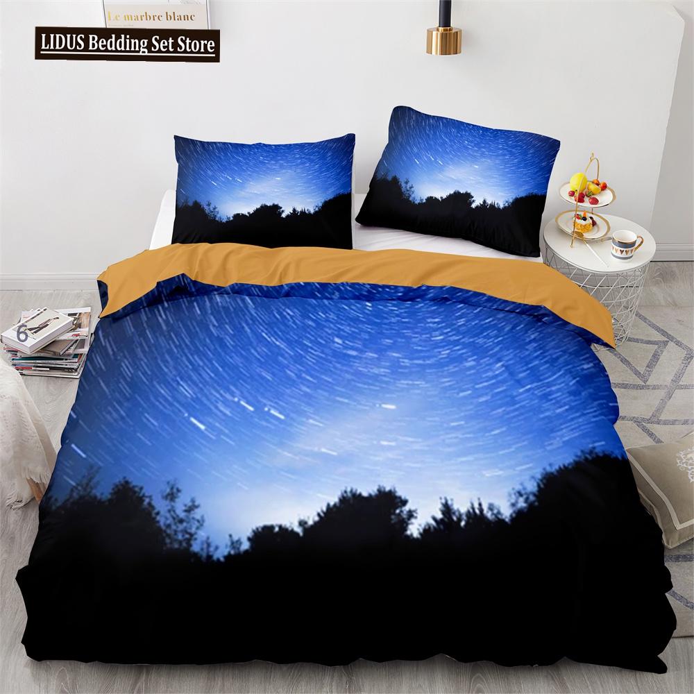 Set Copripiumino Cielo Notte Spazio Universo Stelle Nebulose Luna Set Biancheria da Letto Decorativo King Twin Size Copripiumino in Poliestere