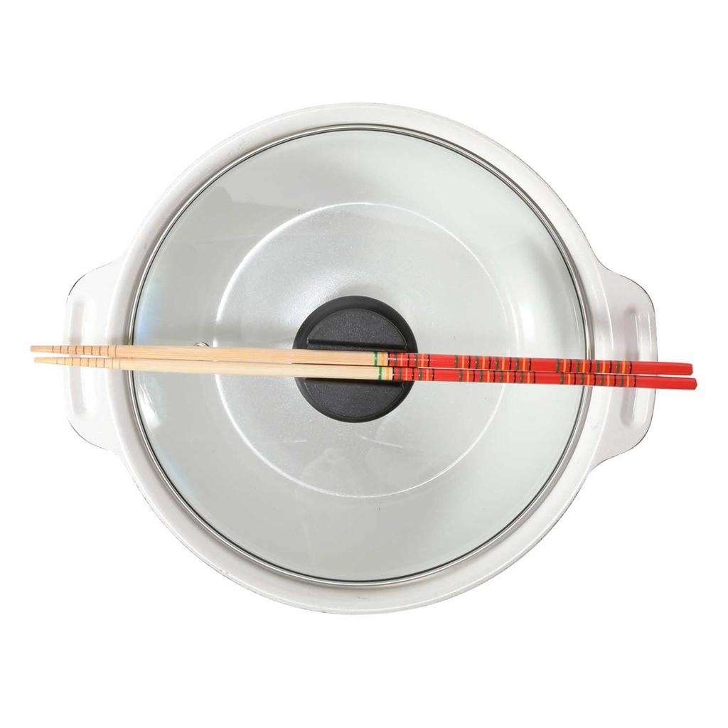 Oală de Gătit cu Inducție de Masă Bestco Bistro Calore cu Oală de Vin din Sticlă, 24cm, Capac, Roșu, Ceramică, NQ-0053