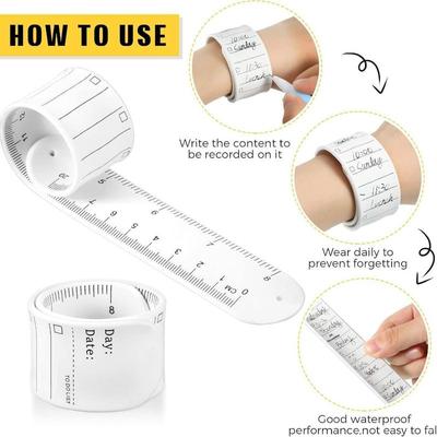 1Pcs Waterproof Erasable With Scale Silicone  Wristband Reusable Writeable To-Do List Wrist Strap For Forgetful Elderly