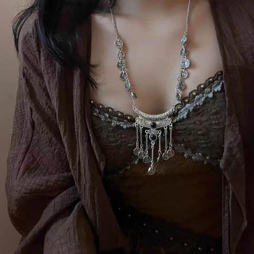 Тибетский Древний Стиль Ожерелье с бахромой Женские Экзотические Стильные Аксессуары Этнический Стиль Ретро Мяо Цепочка на шею Украшения