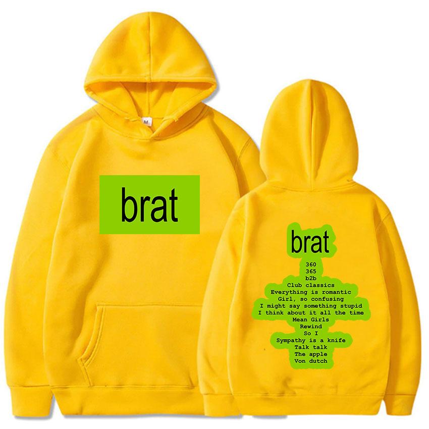 Charli XCX Singer Printing Hoodies Album Brat Graphic Hooded Sweatshirts Sudaderas Con Capucha Long Sleeve Casual Men Hoody