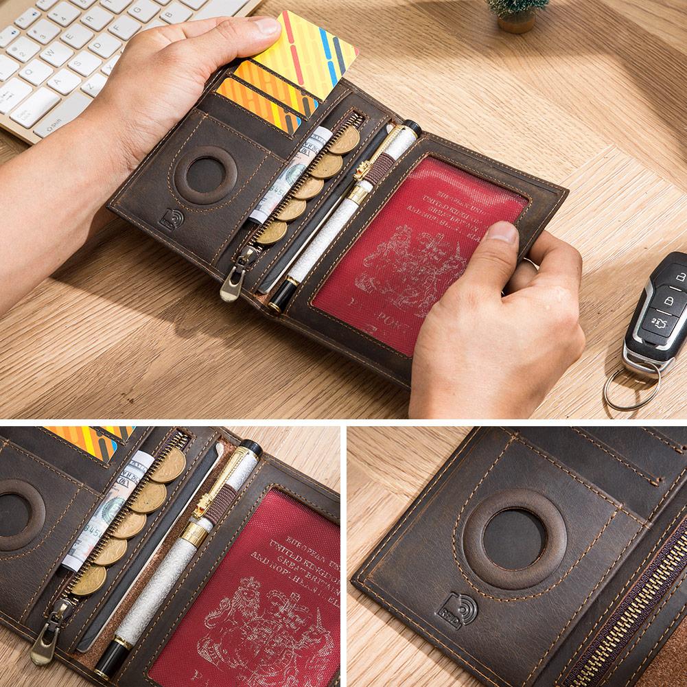 Humerpaul Leather Passport Bag  Large-capacity Multi-shot Function Coin Purse