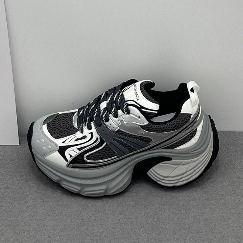 Women's 2025 Autumn & Winter Genuine Leather Dad Shoes, 8cm Thick Sole, Height-Increasing, Versatile Casual Plus Velvet Cotton Shoes