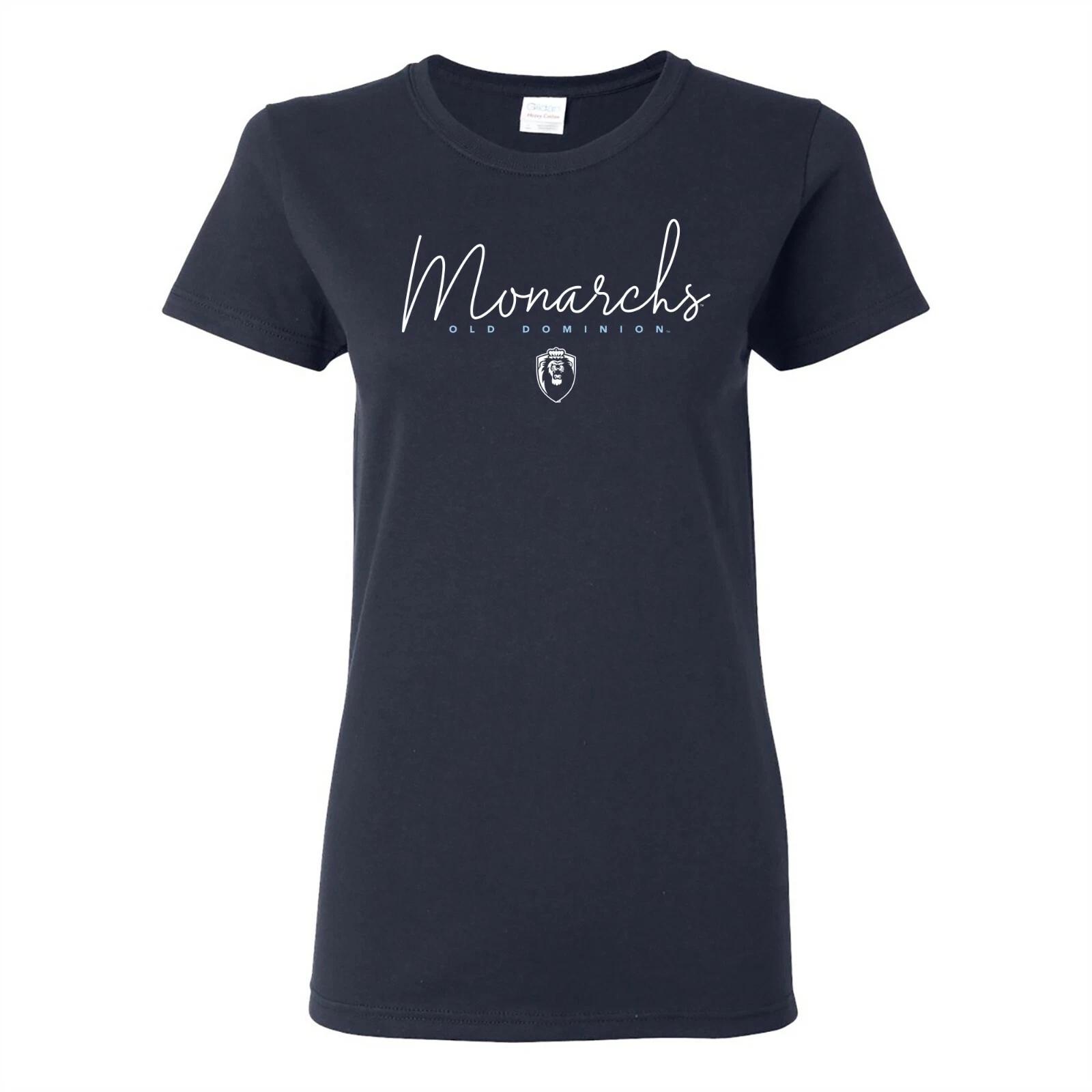 Old Dominion Monarchs Thin Script Womens T-Shirt - Navy M