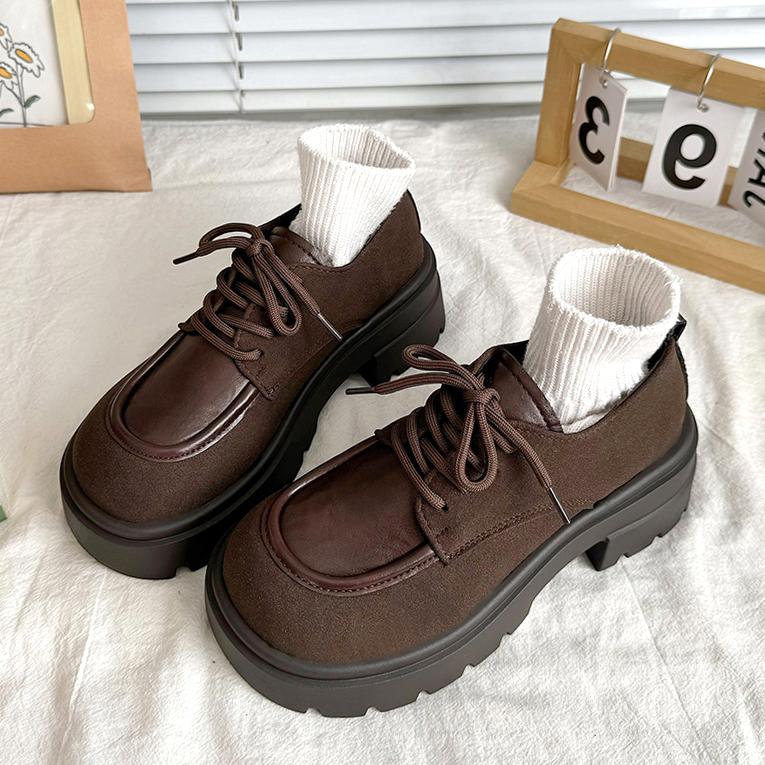 Fashion Retro Suede Platform Women Mary Janes Shoes Fashion Casual Loafers Female Footwear New Round Toe Oxfords Shoes JK Lolita shoes