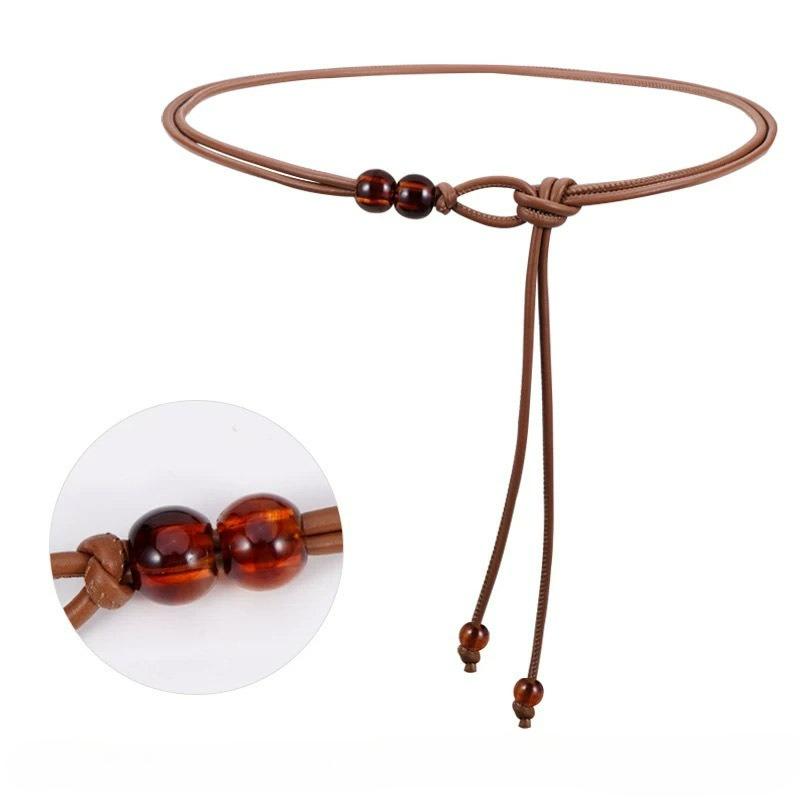 Chaîne de taille accessoires corde de taille pour femmes décoration de robe corde en cuir fine ceinture de taille marron
