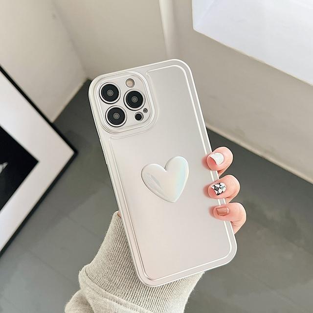 

Роскошный чехол для телефона с гальваническим покрытием Love Heart для Iphone 11 12 13 14 Pro Max Plus, матовый бампер, мягкие силиконовые чехлы золотого цвета For iPhone 14Plus серебряный