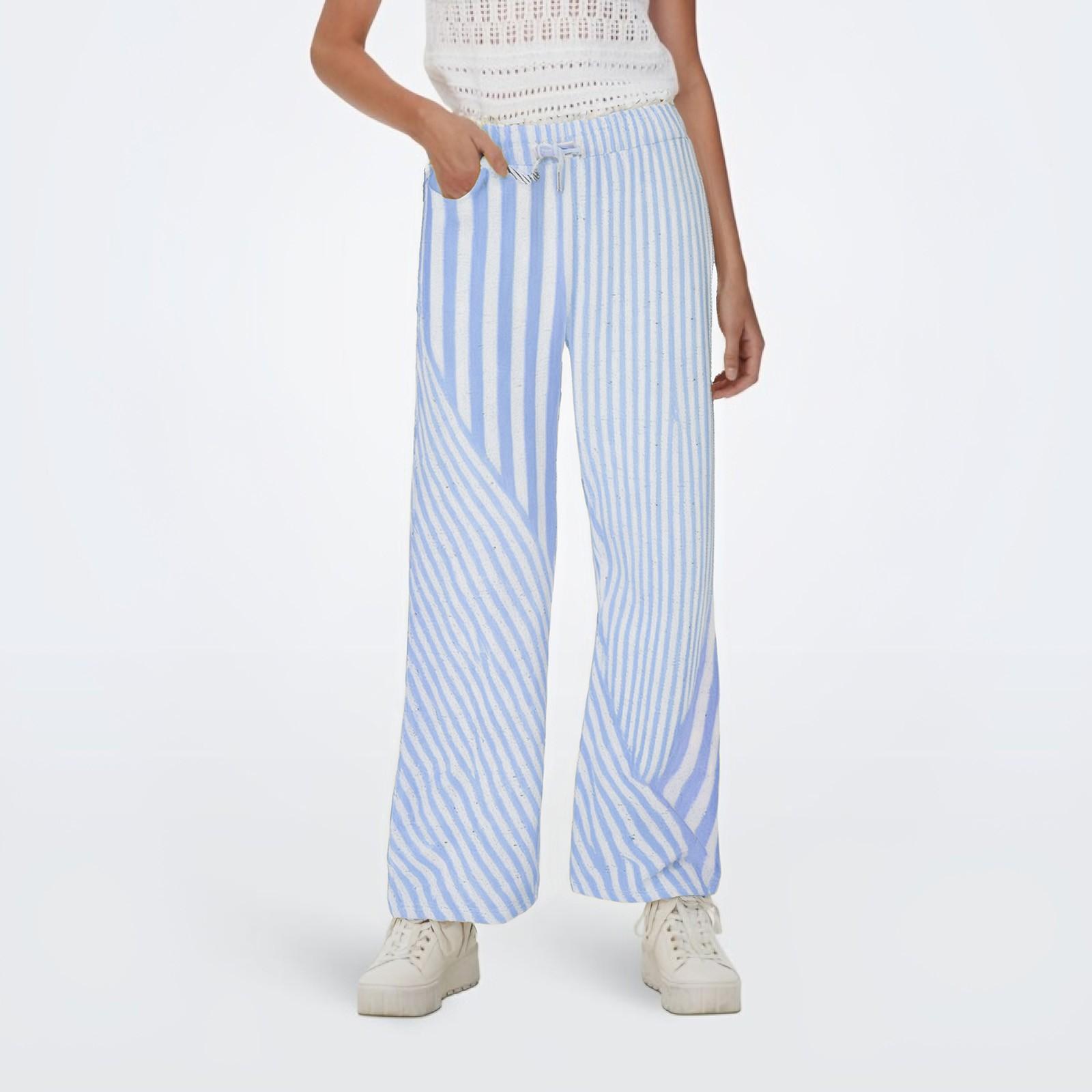 

Женские свободные повседневные штаны для йоги с высокой талией и летними полосатыми принтованными штанами XS синий