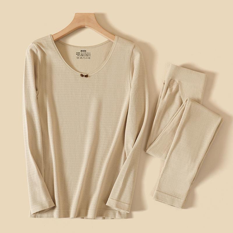 Women's Medium-Thick Thermal Body Shaping Underwear Set - Tight-Fitting, Warm Autumn/Winter Base Layer