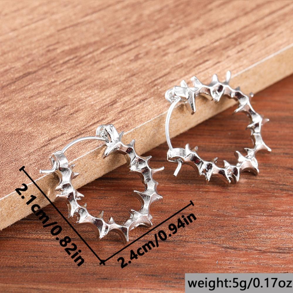 Personality Gothic Stainless Steel Circle Thorns Hoop Earrings for Women Street Punk Hip-hop Earrings Jewelry Accessories Gifts