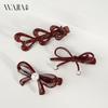 Wjia Ankola Red Metal Hairpin: Elegant Bow Duckbill Clip for Side Bangs and Accessories.