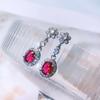 Fashion Temperament Water Drop Red Corundum Gemstone Color Treasure Earrings Female S925 Silver Ornaments Mother's Day Gift